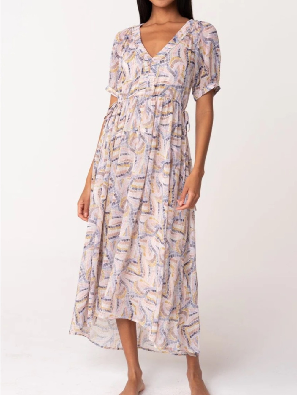lovestitch Lavender Print V-Neck Maxi Dress